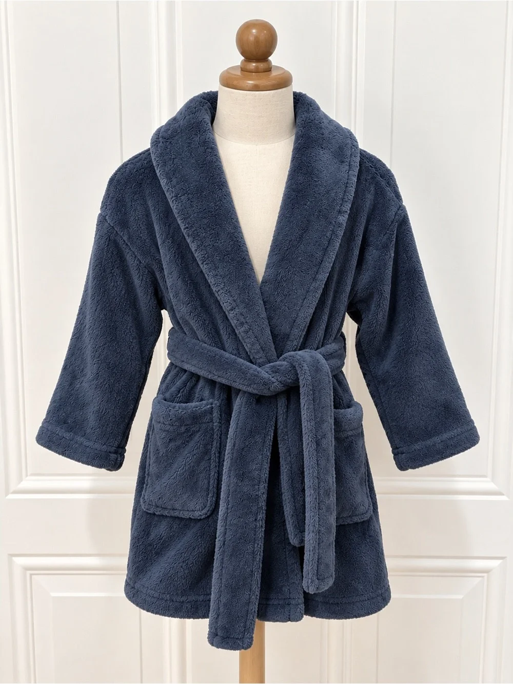 Kids’ Majestic International Fleece Bathrobe – Navy Blue